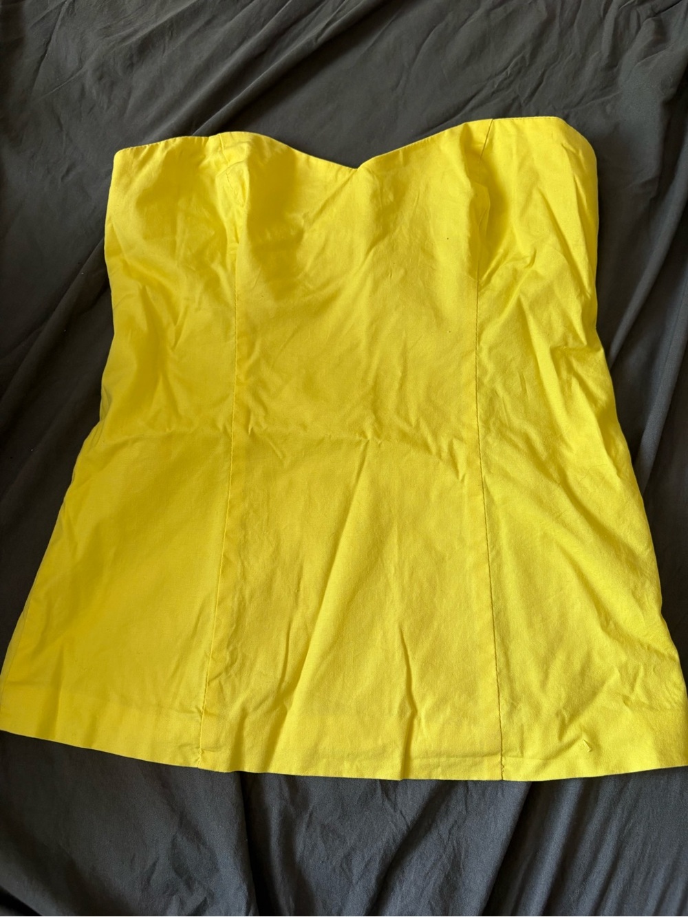 Bright Yellow Strapless Bustier Top